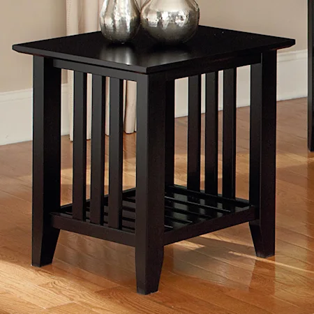 Square End Table with Slat Shelf
